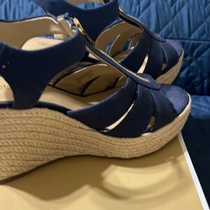 Michael Kors navy blue wedges gently used size 9